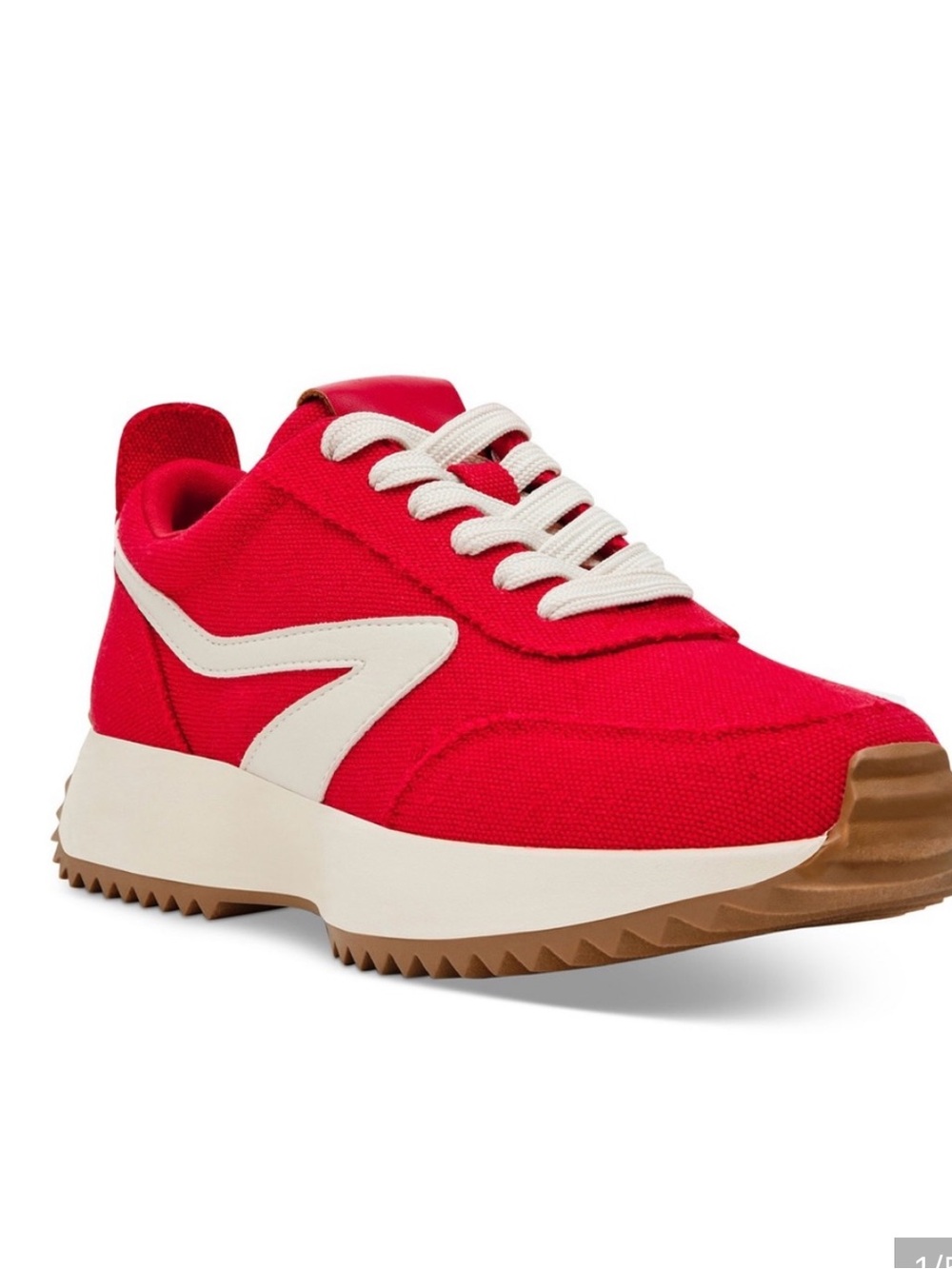 DV Dolce Vita Women's Bynx Lace-Up Jogger Sneaker size 6.5 red canvas and cream